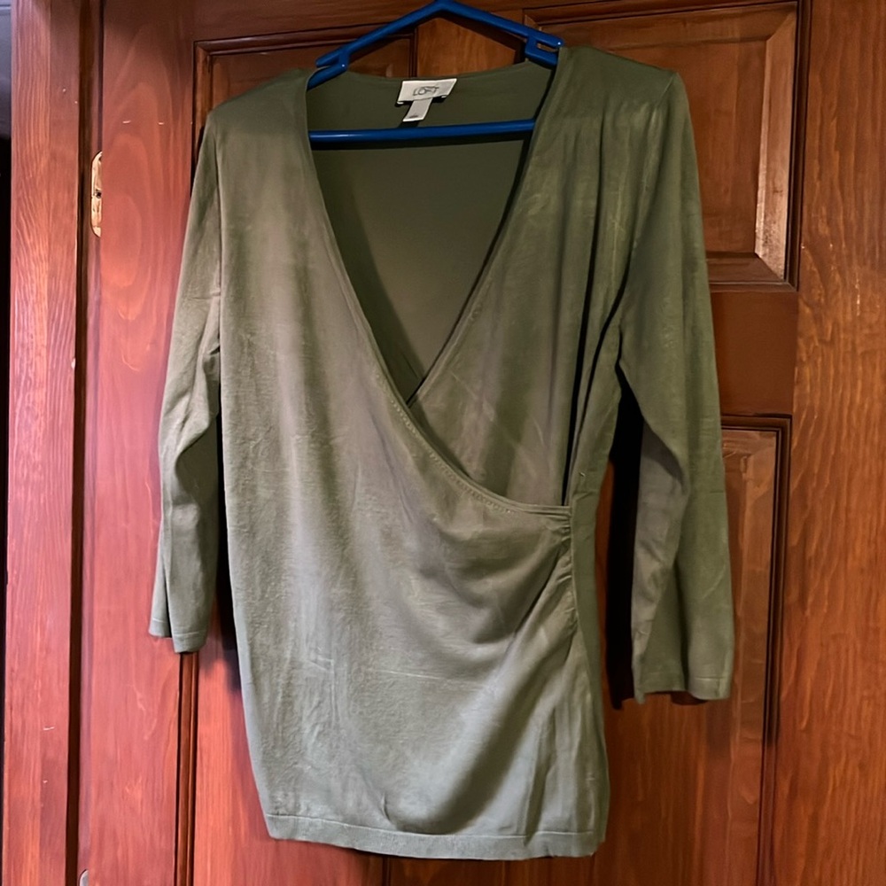 Loft size large , med sage green knit top